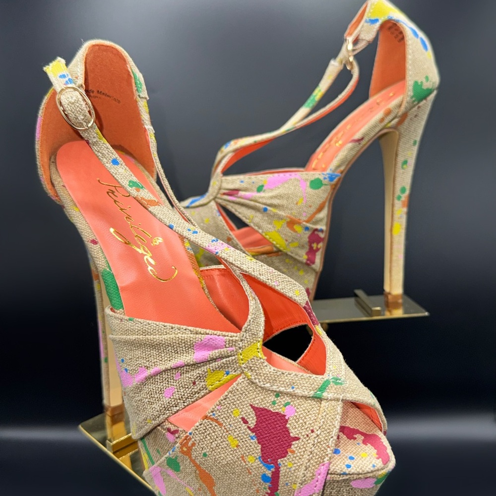 Privileged Multicolor Splatter Heels - image 4